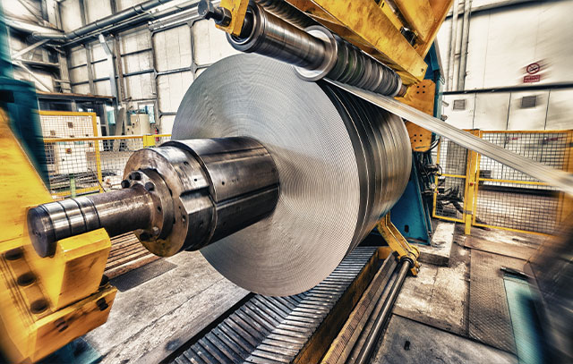 A yellow machine in the factory