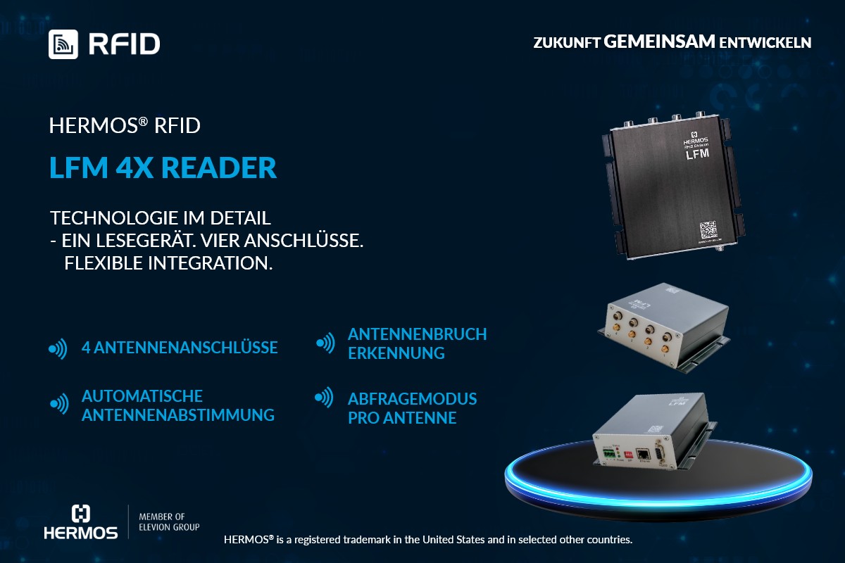 HERMOS LFM 4x RFID-Lesegerät mit vier Antennenanschlüssen